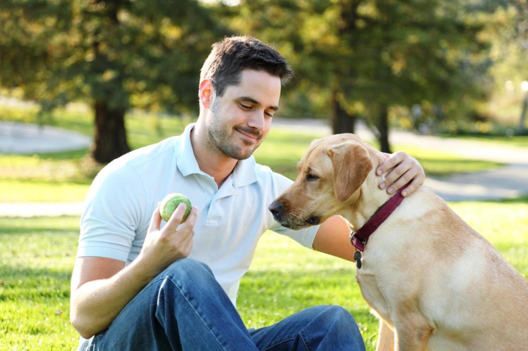 young man with dog